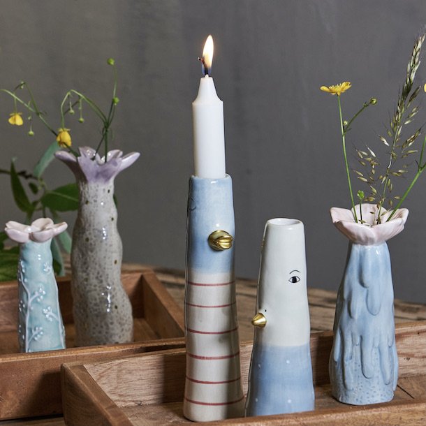 Vase ansigt med n�b Keramik