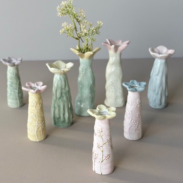 Vase blomst H 12 cm Keramik