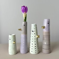 Vase ansigt med n�b keramik lilla