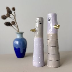 Vase ansigt med n�b keramik lilla