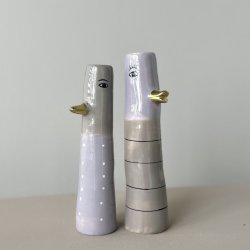 Vase ansigt med n�b keramik lilla