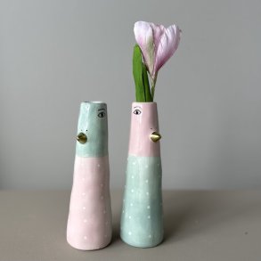 Vase ansigt med nb keramik rosa 