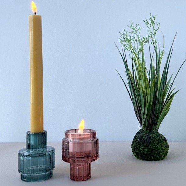 Lysestage vendbar glas