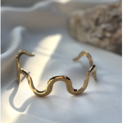 Armring wave vandfast 18kt. forgyldt