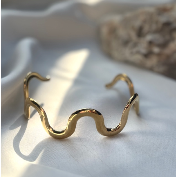 Armring wave vandfast 18kt. forgyldt