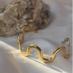 Armring wave vandfast 18kt. forgyldt