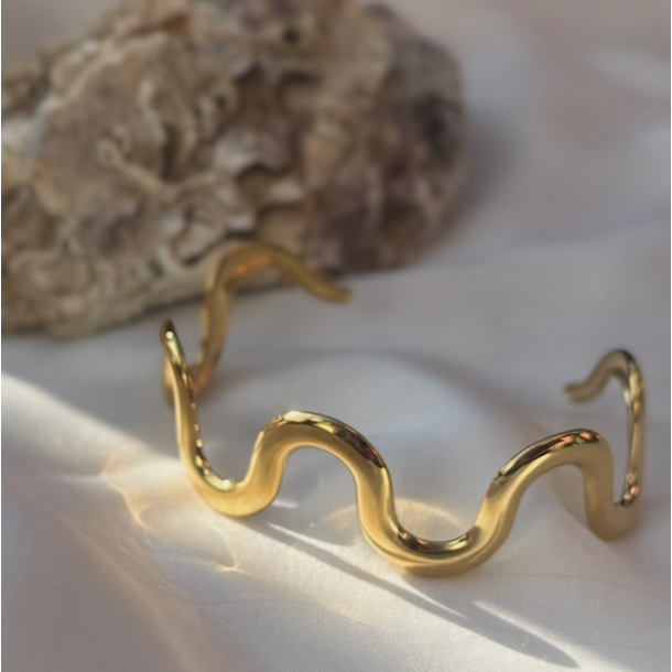 Armring wave vandfast 18kt. forgyldt