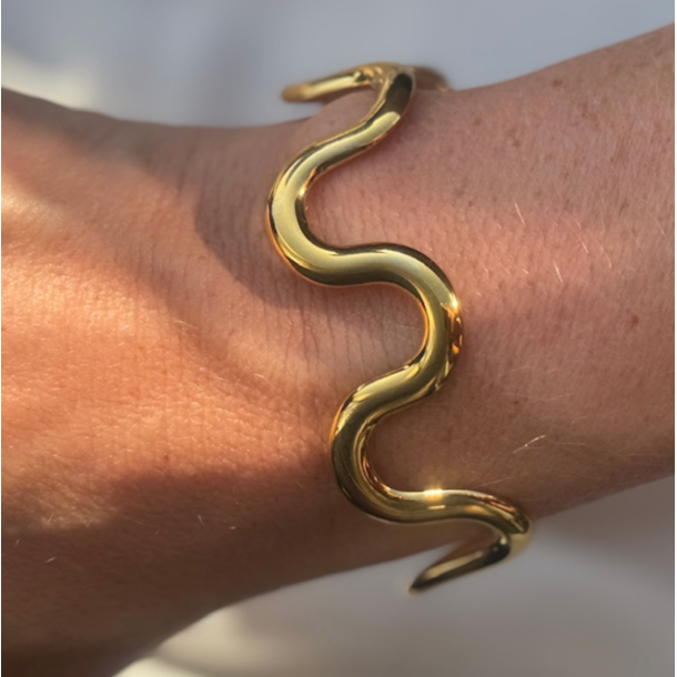 Armring wave vandfast 18kt. forgyldt