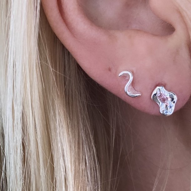 Ørestikker WAVE ROSE sterling sølv