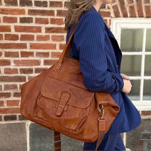 Hollins weekendtaske vasket skind