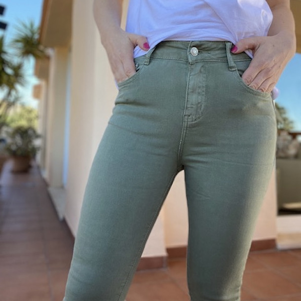 Årligt Vejnavn Konsulat Slim fit jeans stretch oliven str. XS-XL - Bukser - COW CONCEPT