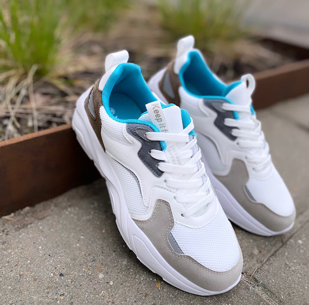 Sneakers white w. grey / blue Sneakers - COW CONCEPT